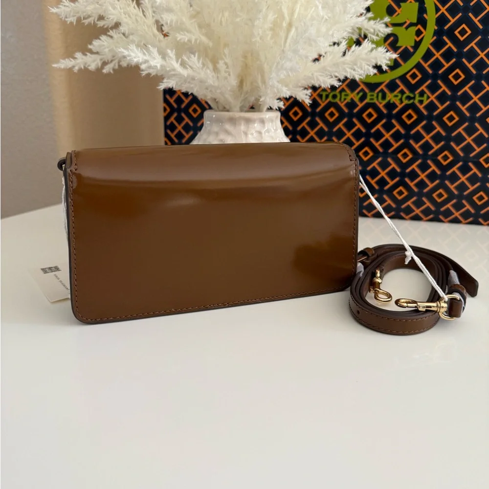Tory Burch Emerson Mini Crossbody bag 157730 Patent Leather Rich Walnut